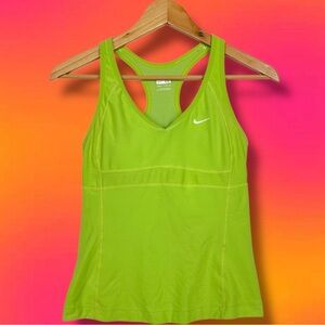 Nike Dry Fit Neon Green Racer Back Vented Workout Running Athleisure Gym Tank XS